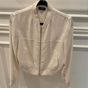 Theory ivory med crepe zippered pre owned jacket